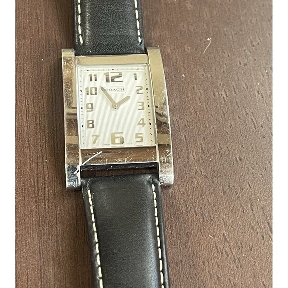 Coach Accessories - Vintage Coach Women’s Tank Watch 0233 Stainless Steel W/ Black Leather Strap